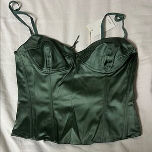 Wilfred Oklahoma Corset Gallery Green Satin Top